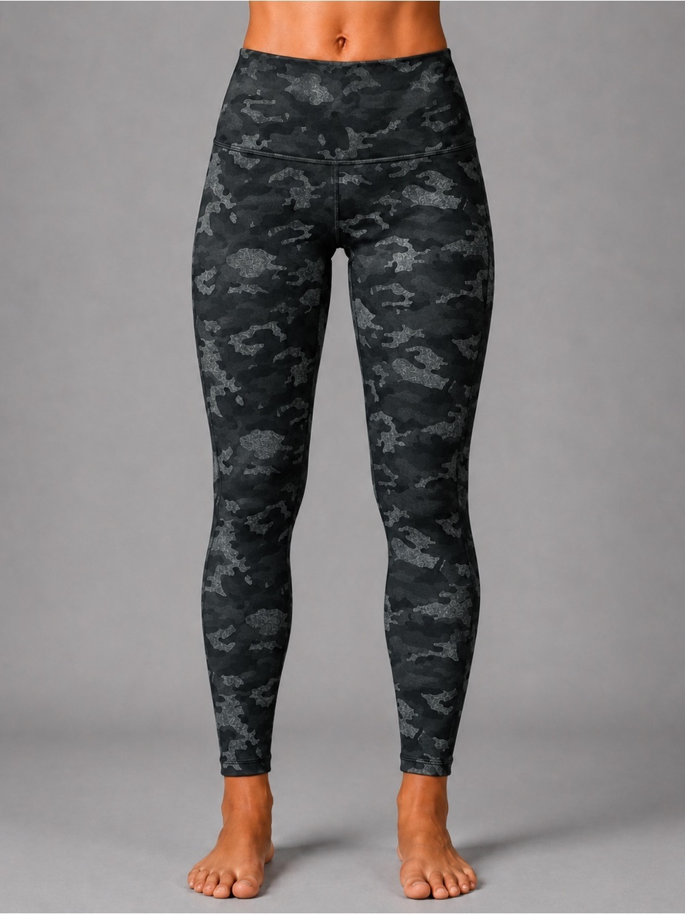 Fabletics, black and gray camouflage power hold size small leggings